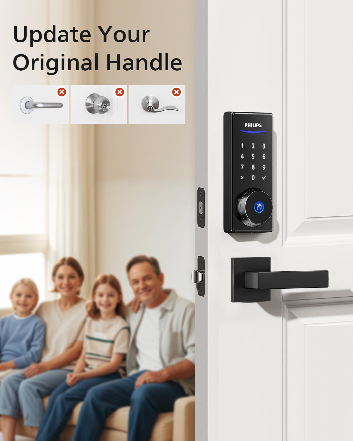 Philips Smart Lock with Door Lever, APP Control, Fingerprint Unlock