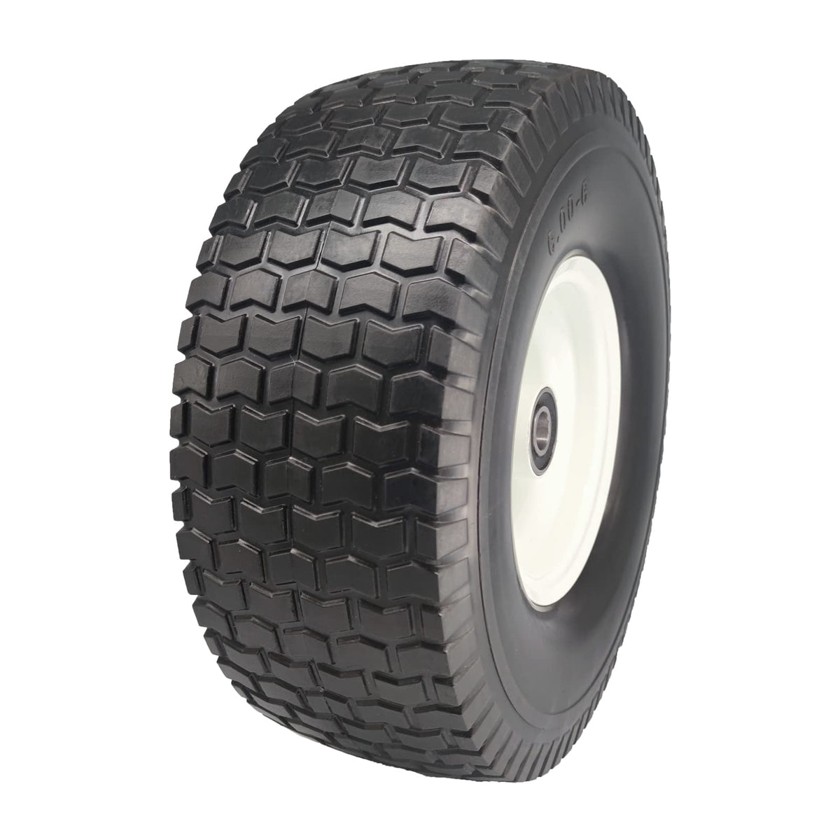 Flat Free Tire 15x6.00-6 with 1 & 3/4" Axle, 3” Center Hub 15x6x6 Lawn Mower Tire and Wheel for Lawn Tractor Front Tire Assembly Replacement Lawn & Garden Riding Mower, Set of 2