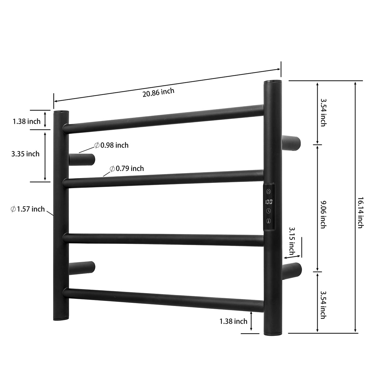 Smart WiFi Towel Warmer Wall Mounted with Built-in Timer and Temperature Adjust Control, 4 Bars Electric Stainless Steel Heated Towel Racks for Bathroom Matte Black