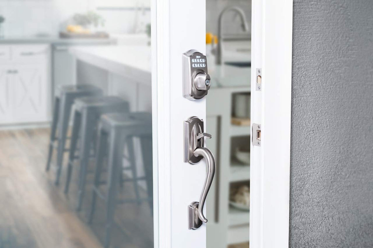SCHLAGE FE365-CAM-GEO Camelot Electronic Handleset with Georgian Knob