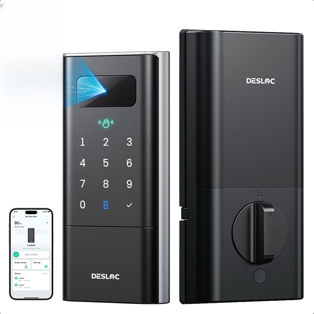 DESLOC Fingerprint WiFi Smart Lock, K120 Keypad Deadbolt Up to 16 Months