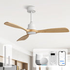 Sofucor 48 Inch Smart Wood Ceiling Fans with Lights, Flush/Downrod Mount
