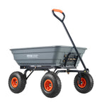 VEVOR 1500lbs Poly Garden Dump Cart Wheelbarrow Wagon with 2 in 1 Convertible Handle, Heavy Duty Yard Cart Wagon for with 13in All Terrain Wheels, Dump Trailer Tow Behind for Lawn Mower Tractor