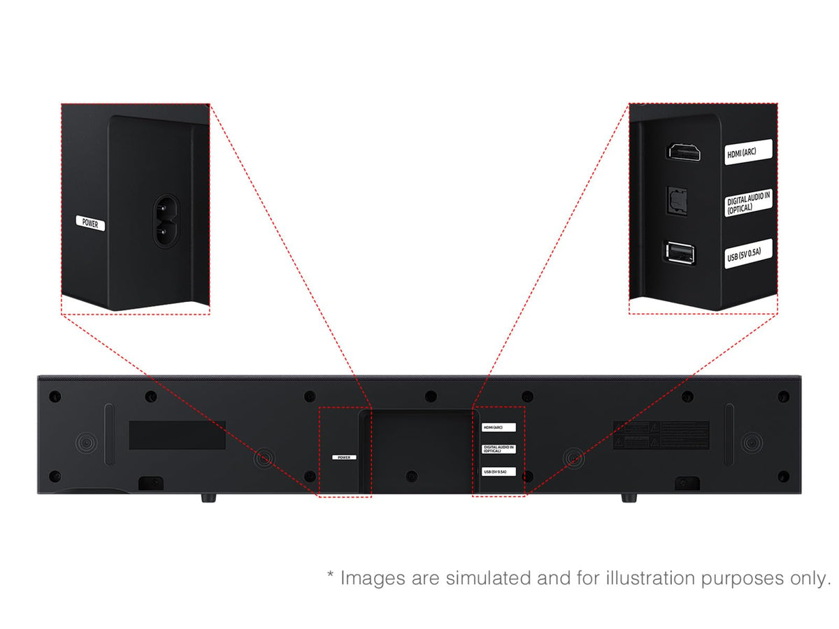 Samsung B-Series Soundbar HW B400F 2.0 ch Soundbar with Built in Subwoofer (2025 Model) One Remote Control, Surround Sound Expansion, Voice Enhance Mode