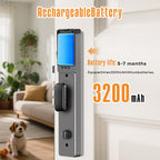 3D Face Recognition Smart Door Lock with Camera & Doorbell, Keyless Biometric Fingerprint, Face, Passcode, IC Card, Mechanical Key, Mortise Lock Body, AutoLock, Front Door, Home Security