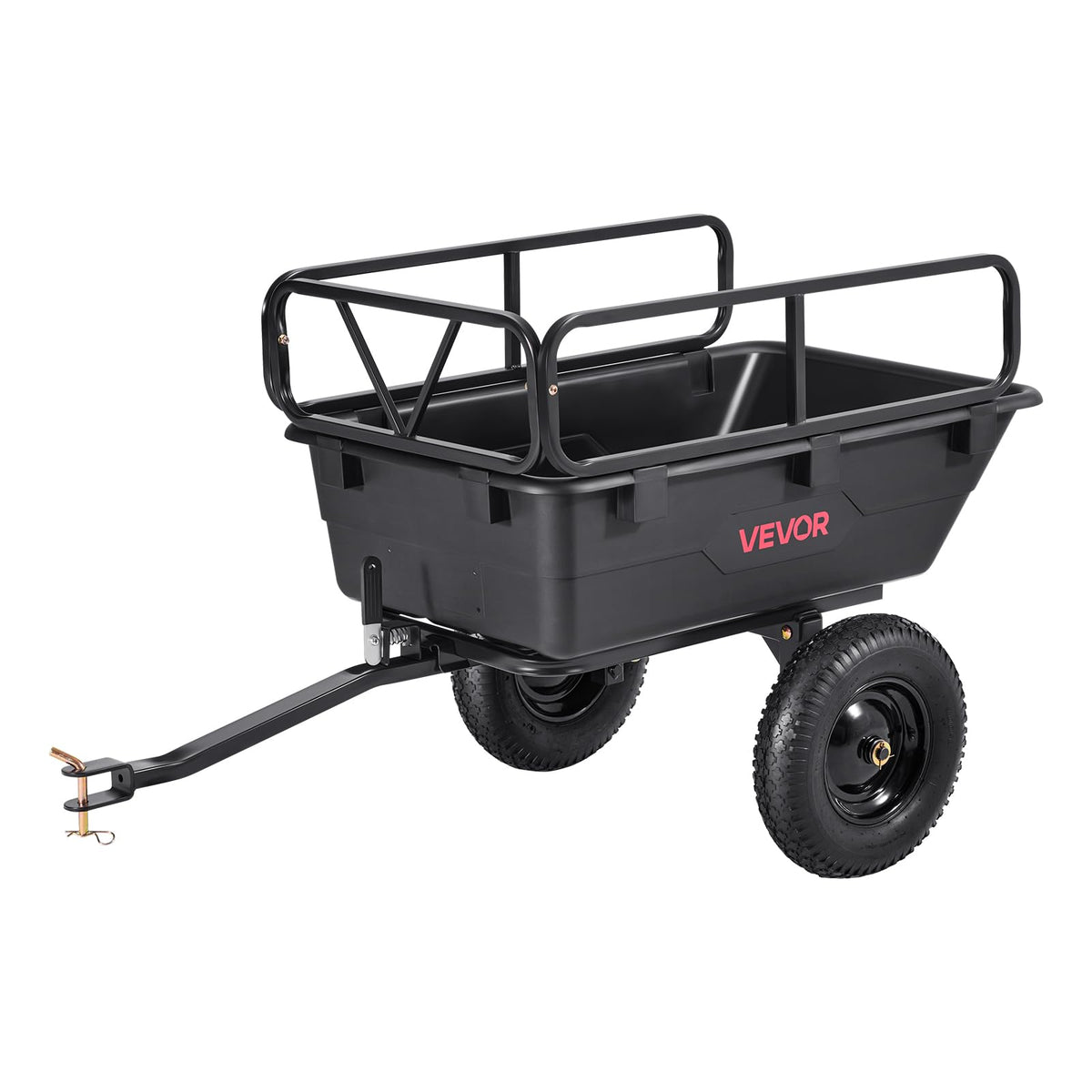 VEVOR Heavy Duty ATV Trailer Steel Dump Cart Tow Behind, 750 lbs 12 Cubic Feet, Garden Utility Trailer Yard Trailers with Removable Sides for Riding Lawn Mower Tractor