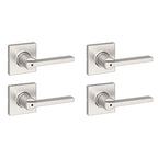 Kwikset Casey Entry Door Handle with Lock and Key, Secure Keyed Reversible Lever Exterior, for Front Entrance and Bedrooms, Matte Black, 4 Pack, Pick Resistant SmartKey Rekey Security and Microban