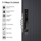3D Facial Recognition Smart Door Lock with Palm Vein Recognition, 8-in-1 Keyless Entry System, High-Definition Video Screen, Fingerprint, Ic Card, App-Based Remote Unlocking, Wi-Fi, Auto-Lock
