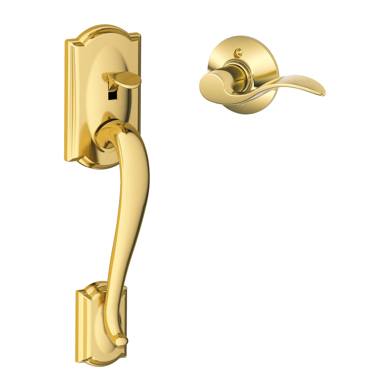 SCHLAGE Camelot Entry Handleset, Right Hand Accent Lever, Aged Bronze