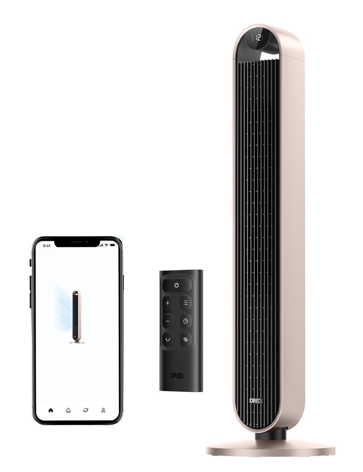 DREO Smart Tower Fan for Bedroom, 120° Oscillating Fan, 12 Speeds