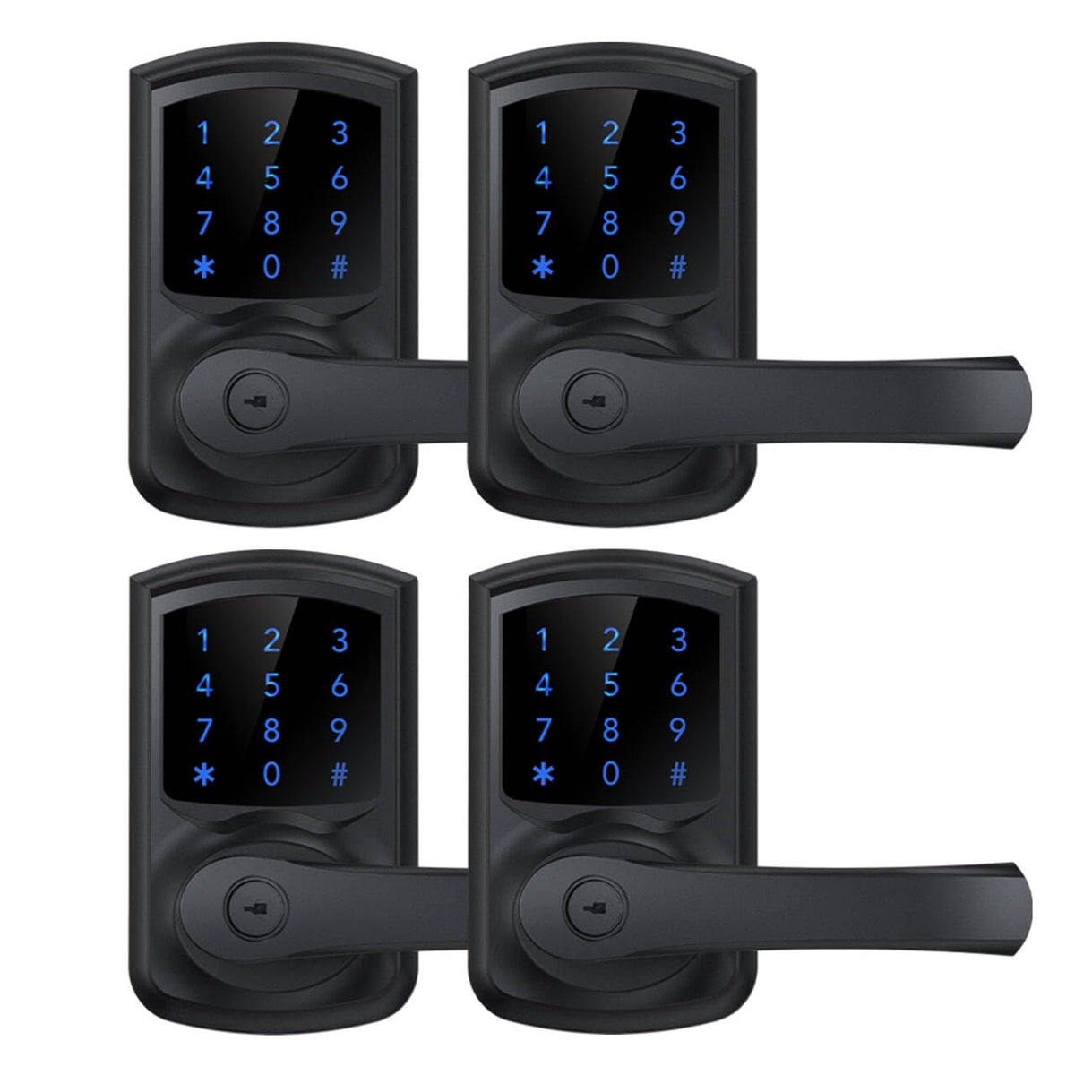 Keypad Keyless Entry Door Lock with Handle Smart Digital Deadbolts 4 Pack