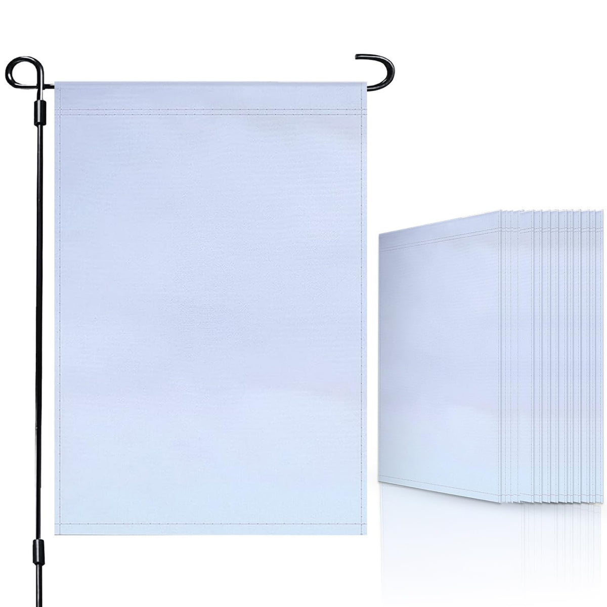 100 Pcs Sublimation Blank Garden Flags 100% Polyester 3 Layer Double-Sided Ready for Printing Garden or Lawn Banner | 12x18in DIY Vinyl or Dye Sublimation Blank Flags Pack of 100