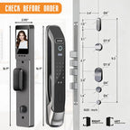 3D Face Recognition Smart Door Lock with Camera & Doorbell, Keyless Biometric Fingerprint, Face, Passcode, IC Card, Mechanical Key, Mortise Lock Body, AutoLock, Front Door, Home Security