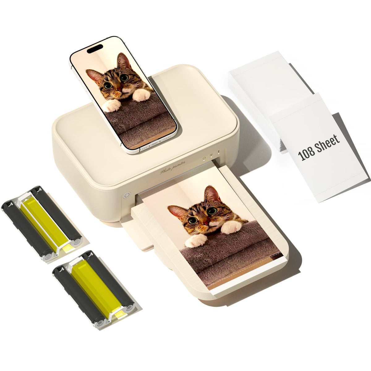 HPRT Photo Printer 4x6 with 108 Sheets Photo Paper & 2 Ribbons