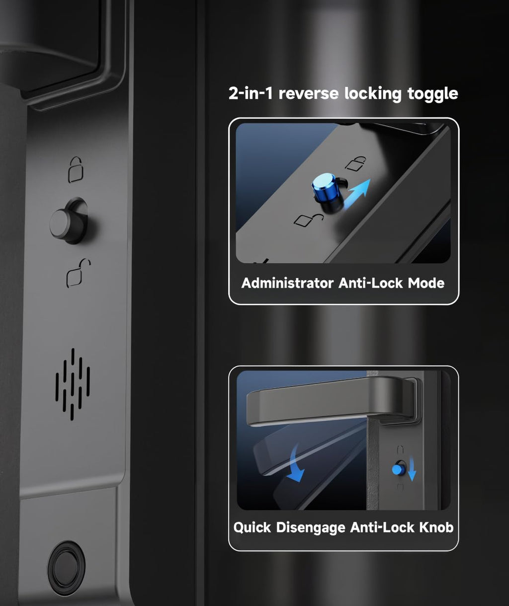 Slim Sliding Glass Door Lock 2885 Latch eLinkSmart Waterproof Keyless Mortise Smart Lock with Hook for Door Thickness 22~110mm, Aluminum Keypad Fingerprint for Patio Door Tuya App