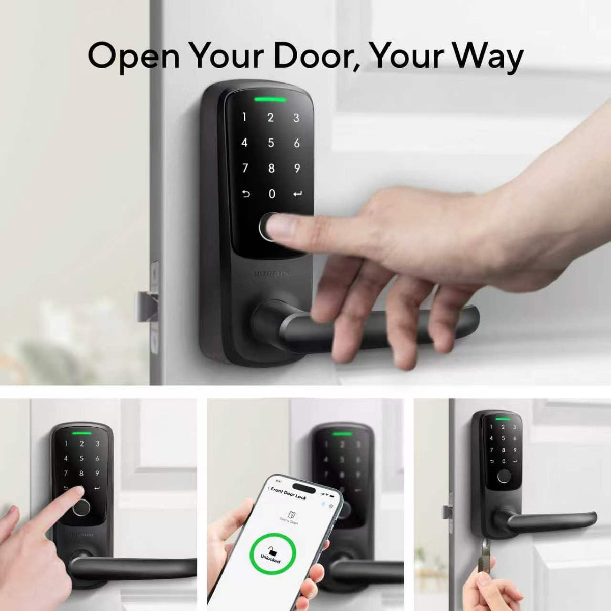 ULTRALOQ Latch 5 Fingerprint Smart Lock, Wifi Door Lock, App Remote Control