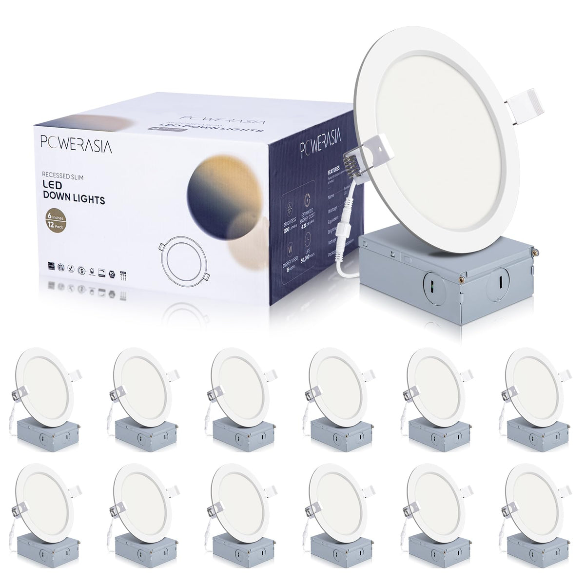 12 Pack 6 Inch Smart Recessed Lighting, LED Recessed Lighting
