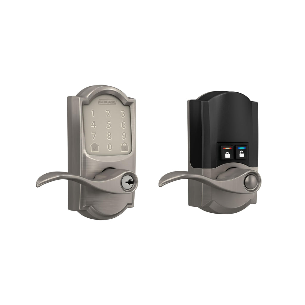 Schlage Encode Smart WiFi Lock, Lever Handle, Camelot Trim, Satin Nickel