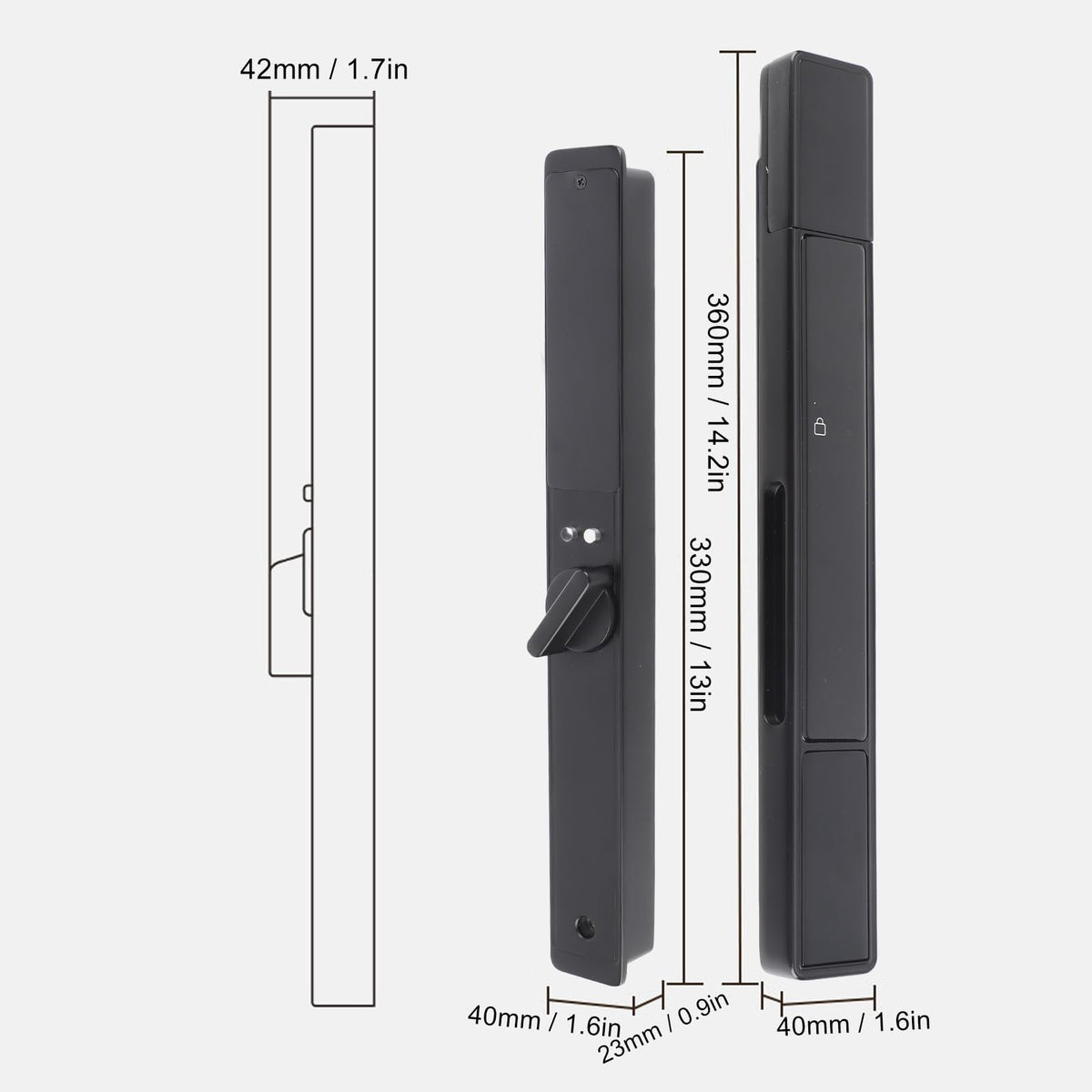 Slim Smart Door Lock, Keyless Entry Door Lock, Sliding Smart Patio Door Handle Set, Bluetooth Digital Keypad Fingerprint Smart Mortise Patio Door Lock for Home Glass Sliding Door