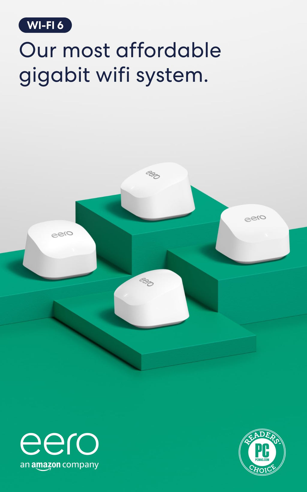 Amazon eero 6+ mesh wifi system - Supports internet plans up to a Gigabit, Coverage up to 4,500 sq. ft., Connect 75+ devices, 3-pack