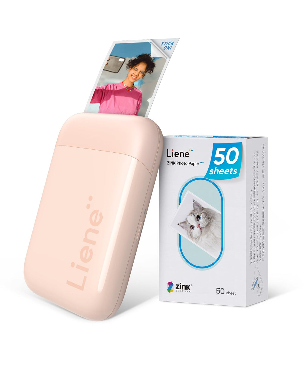 Liene Pearl K100 2x3” Photo Printer, Mini Instant Portable Color Picture Printer Bundle 50 Zink Adhesive Paper, Bluetooth 5.2 Compatible w/iOS & Android Small Phone Sticker for iPhone Smartphone White