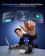 Phomemo Shipping Label Printer with Touchable Screen & 750Pcs Labels