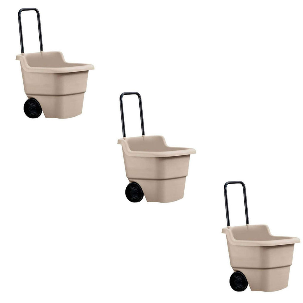 Suncast 2-Pack Multipurpose Rolling Lawn and Garden Utility Cart, 15 Gallon, Taupe - Outdoor Storage Carts with Wheels - Gardening Accessories, Tools, and Equipment