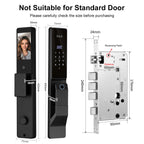 3D Facial Recognition Smart Door Lock with Palm Vein Recognition, 8-in-1 Keyless Entry System, High-Definition Video Screen, Fingerprint, Ic Card, App-Based Remote Unlocking, Wi-Fi, Auto-Lock