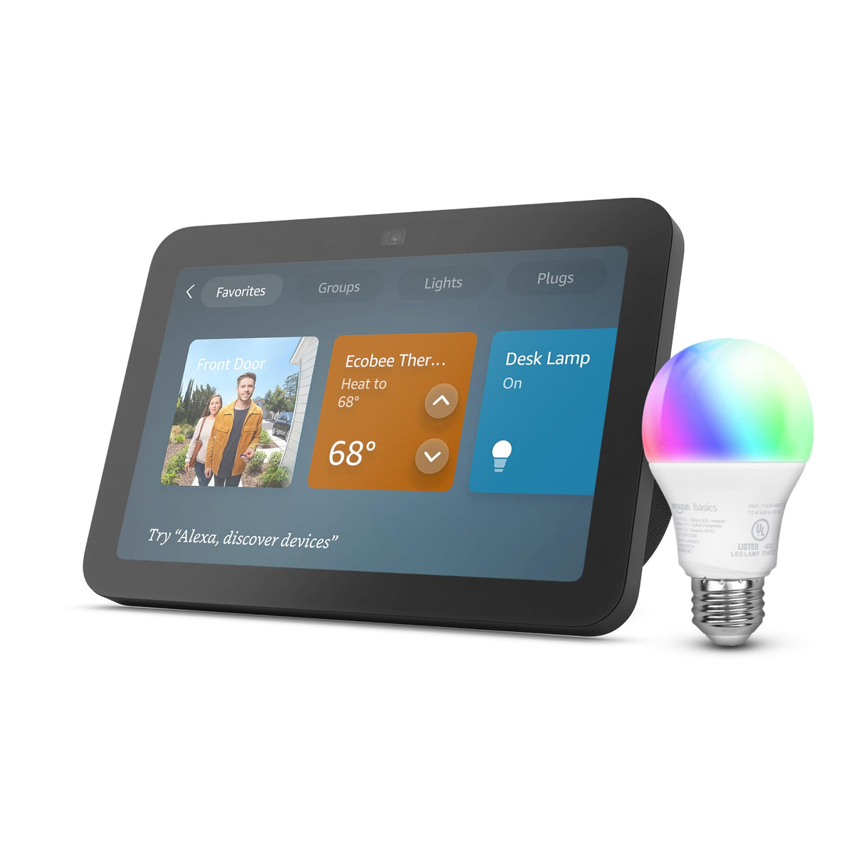 Echo Show 8 with Amazon Basics Smart Color Bulb
