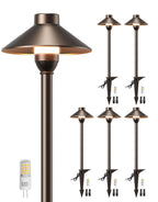 Low Voltage Landscape Lighting 12-Pack, Aluminum 12V Pathway Lights with G4 Bulbs, Waterproof Oil Rubbed Bronze Color Wired Path Lights with Connectors for Walkway Yard Garden