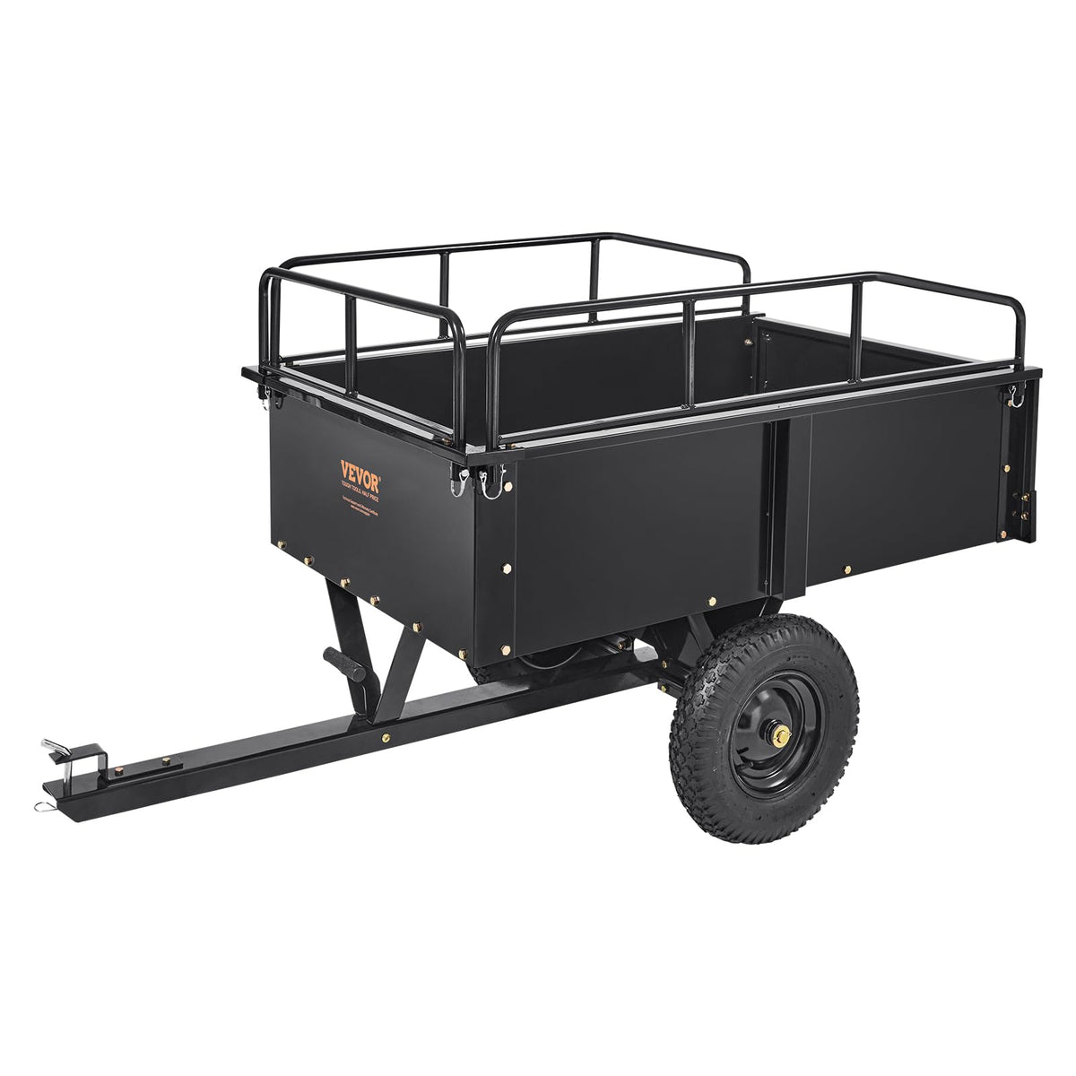 VEVOR Heavy Duty ATV Trailer Steel Dump Cart Tow Behind, 750 lbs 12 Cubic Feet, Garden Utility Trailer Yard Trailers with Removable Sides for Riding Lawn Mower Tractor