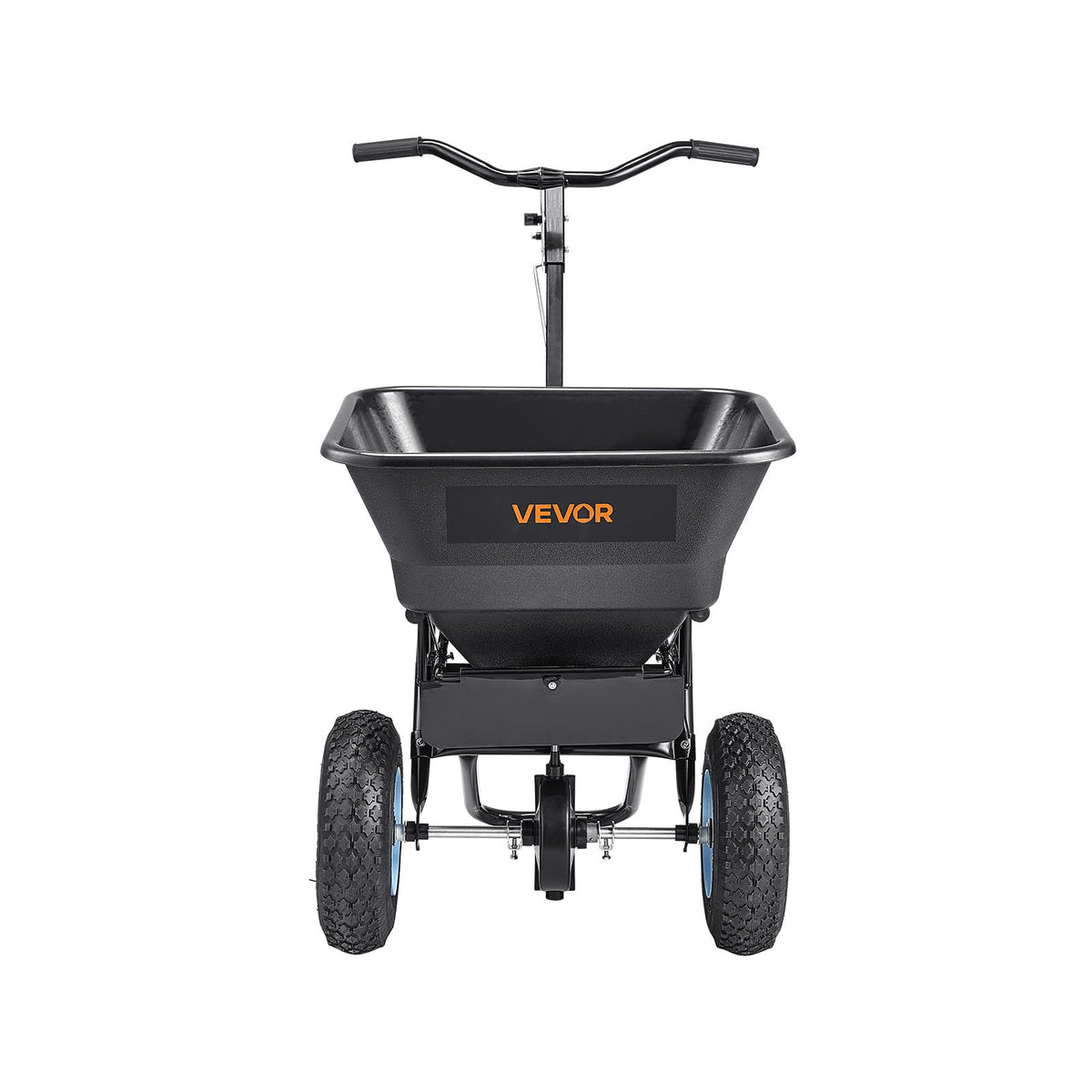 VEVOR Broadcast Spreader 130 lbs Capacity Hopper Walk-Behind Push Spreader | for Lawn & Garden Care, 12 ft Spreading Width, 13" All-Terrain Tires, Adjustable Flow Control for Fertilizer Seed Ice Melt