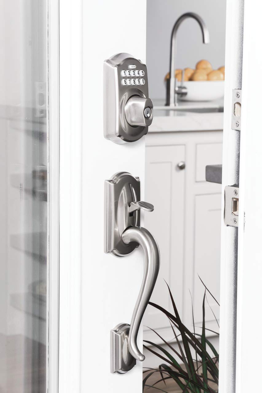 SCHLAGE FE365-CAM-GEO Camelot Electronic Handleset with Georgian Knob