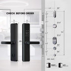 Smart Door Lock with Handle – Keyless Entry Deadbolt with Fingerprint, Touchscreen Keypad, Tuya App Control, Passcode & Key, Doorbell, Auto Lock Electronic Front Door Lock for Home Security, Black