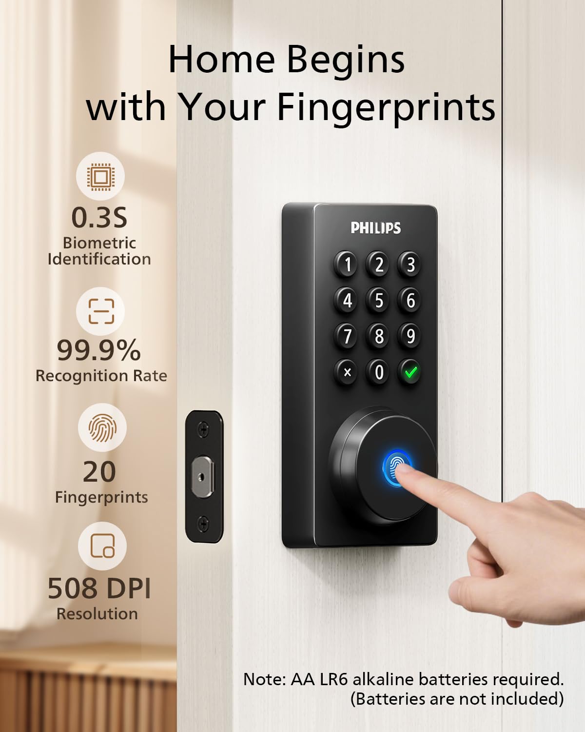 Philips Wi-Fi Smart Deadbolt Lock, Keyless Entry Door Locks for Front Door