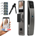 3D Face Recognition Smart Door Lock with Camera & Doorbell, Keyless Biometric Fingerprint, Face, Passcode, IC Card, Mechanical Key, AutoLock, Compatible with Tuya App,Smart Home Front Door Security