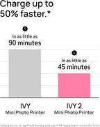 Canon Ivy 2 Mini Photo Printer (Pure White) - Bluetooth, Print from iOS & Android Devices, Bundle Incl. 110 Zink Sticky-Back Prints, LED Light Bar, Protective Case, and USB Cable
