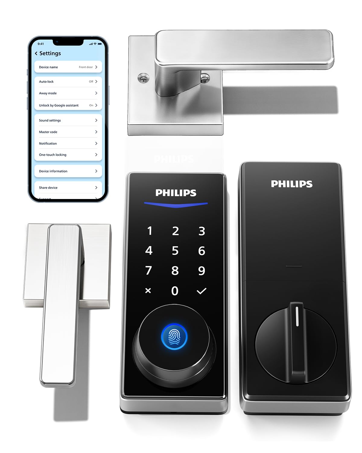 Philips Smart Deadbolt Lock with 2 Lever Handle, Keypad Front Door Lock Set