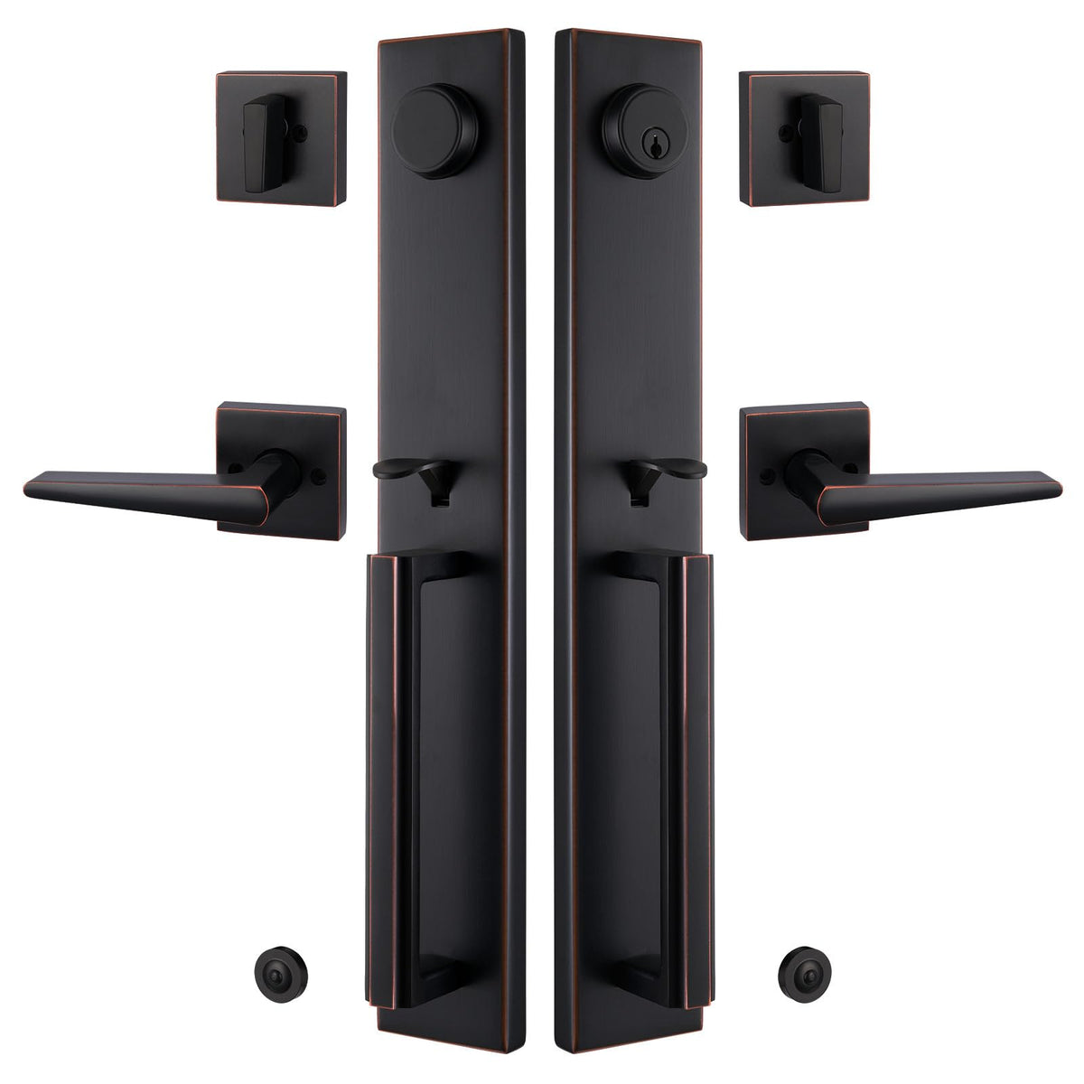 Digital Front Door Handleset with Keypad for Double Doors in Black Finish- Electronic Lockset with Dummy Set