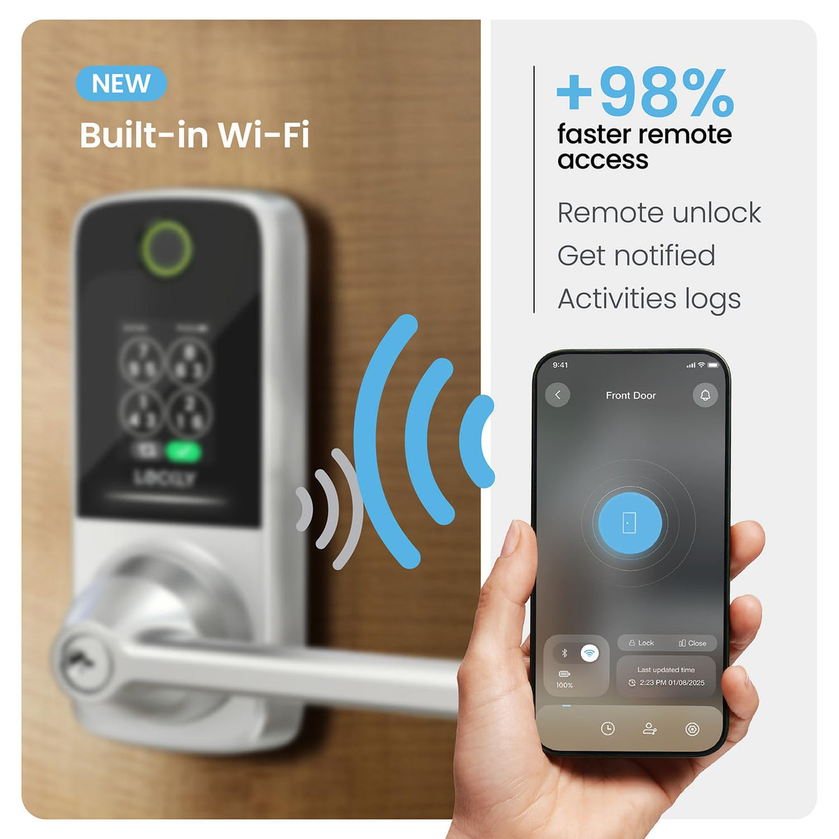Lockly Secure Pro Latest Smart Lock with Handle - AI Biometric Fingerprint