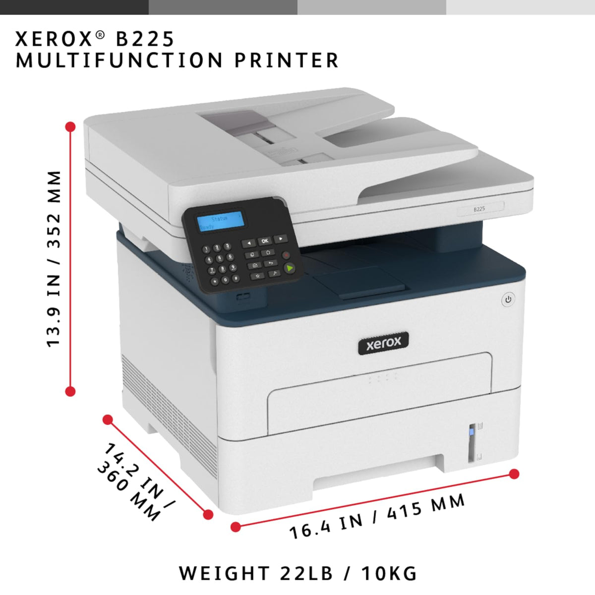 Xerox B225DNI Wireless Black and White Laser All-in-One Printer