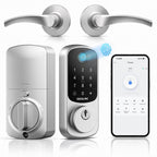 DESLOC B200 Fingerprint Smart Lock with 2 Lever Handles Set,Front door lock