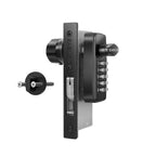EASILOK Keyless Mechanical Storefront Lock, DIY No-Drill Commercial Mortise Replacement, Fits 1-1/8" Backset, Black, Hook Bolt