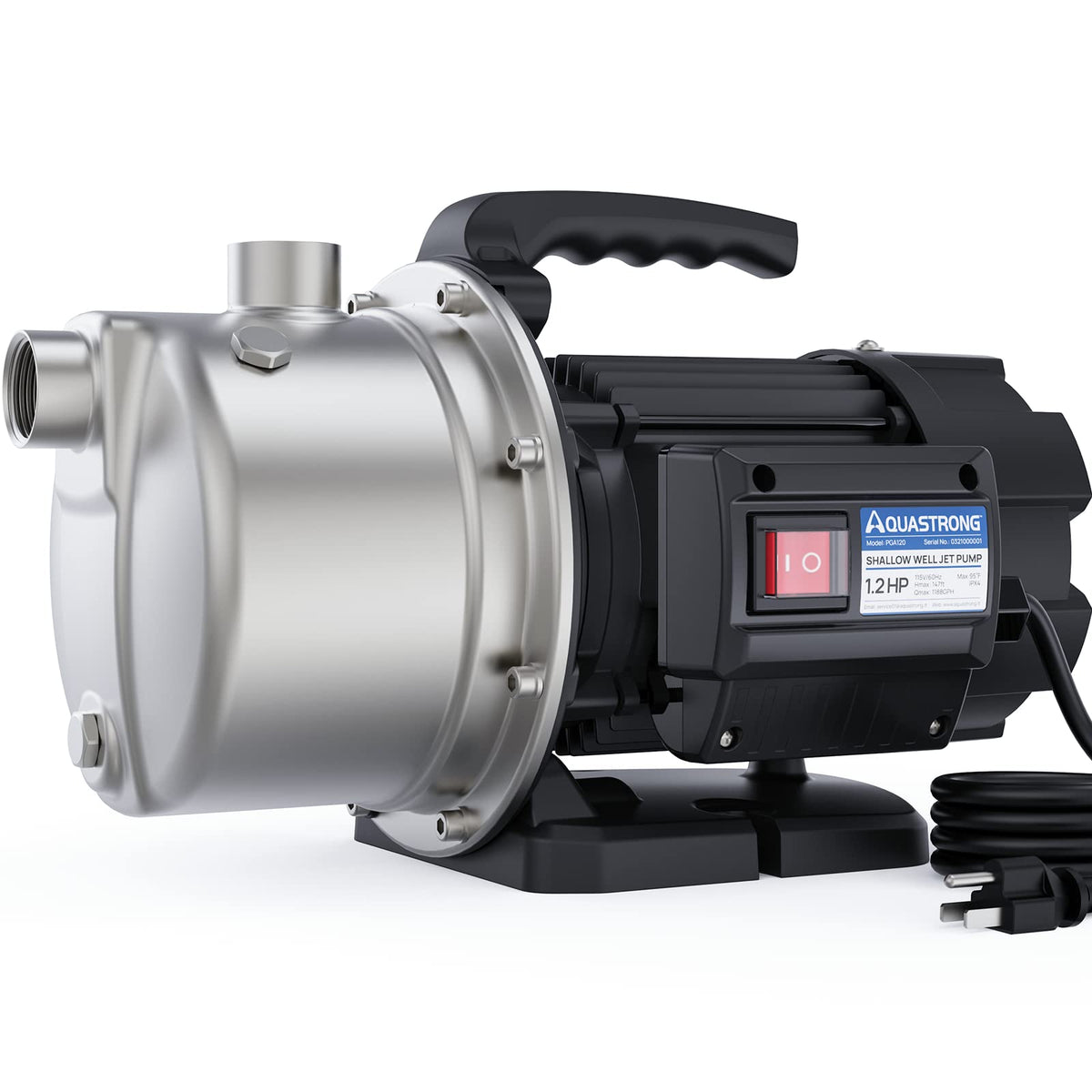 Aquastrong 115V Shallow Well Garden Pump, Stainless Steel, 1320 GPH, Water Transfer Draining Irrigation Sprinkler Pump, for Lawn,Garden,1.6 HP Portable