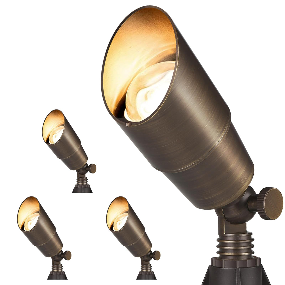 Gardencoin Solid Brass Outdoor Landscape Spotlights, 12V Heavy Duty Low Voltage LED Spot Light Waterproof for Garden and Yard Up Lighting, Bronze Accent Lighting Fixture Without MR16 Bulb, 6 Pack