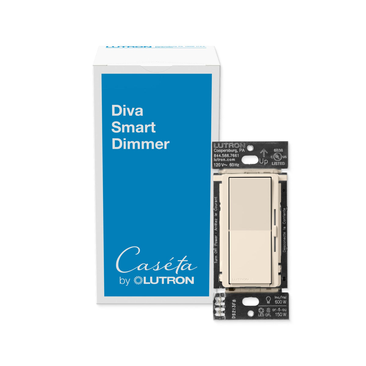 Lutron Caseta Diva Smart Dimmer Starter Kit; Dimmer, Hub, Remote, & More