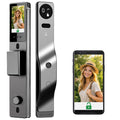 Zonixtec 3D Face Recognition Smart Lock with Camera, AI Palm Vine & Biometric Fingerprint Entry, Tuya App Remote Control, Digital Touchscreen Keypad, 6068 Mortise, Gray Aluminum Alloy
