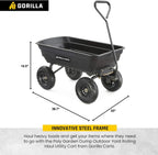 Gorilla Carts 600 lb Poly Garden Dump Cart, 4 Cu Ft Wagon, Quick-Release