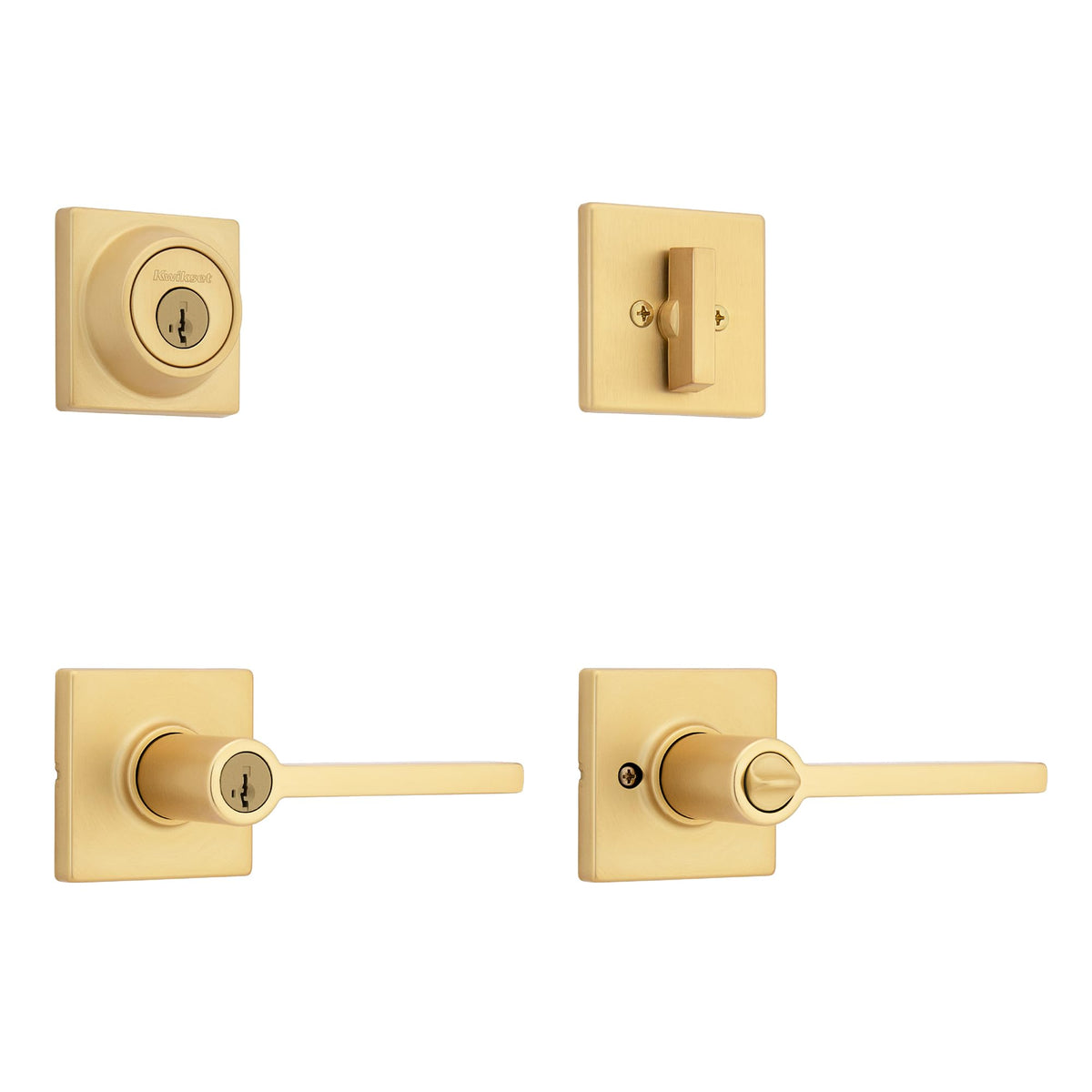 Kwikset Casey Entry Door Handle with Lock and Key, Secure Keyed Reversible Lever Exterior, for Front Entrance and Bedrooms, Matte Black, 4 Pack, Pick Resistant SmartKey Rekey Security and Microban