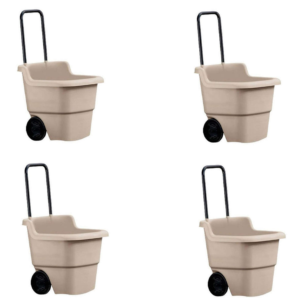 Suncast 2-Pack Multipurpose Rolling Lawn and Garden Utility Cart, 15 Gallon, Taupe - Outdoor Storage Carts with Wheels - Gardening Accessories, Tools, and Equipment